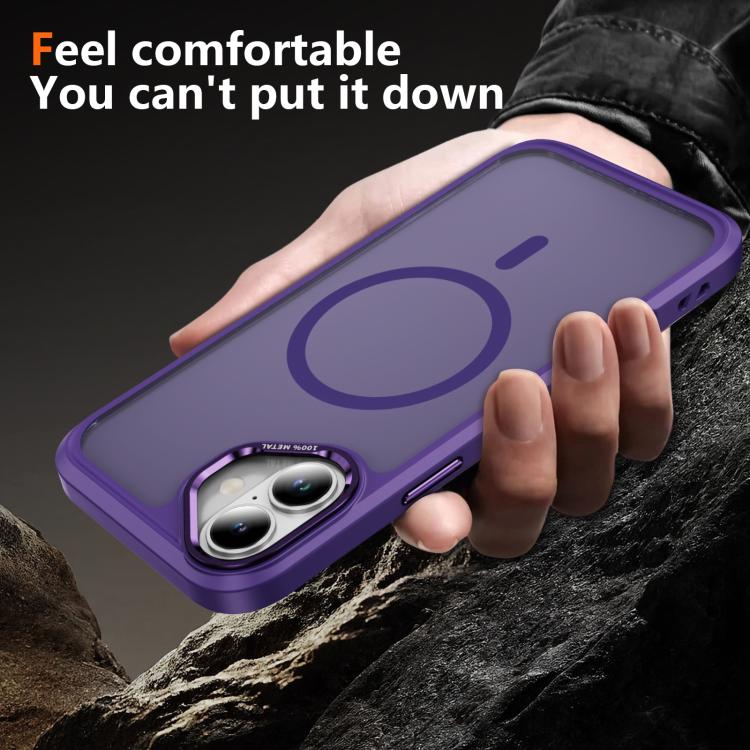 For iPhone 16 Plus Hardware Lens Protection MagSafe Magnetic PC Hybrid TPU Phone Case