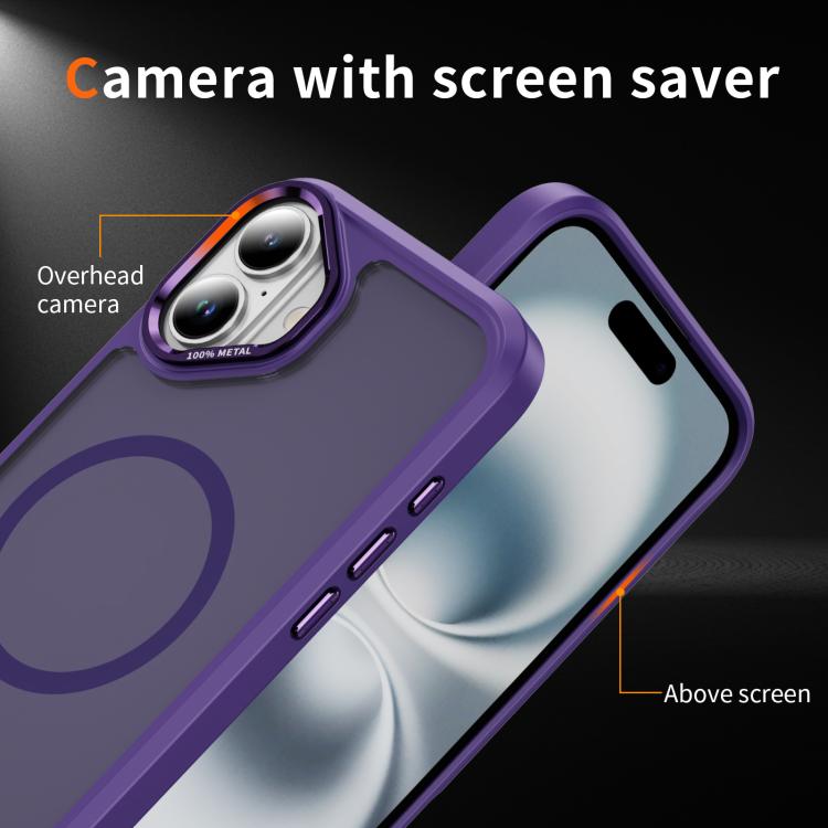 For iPhone 16 Plus Hardware Lens Protection MagSafe Magnetic PC Hybrid TPU Phone Case