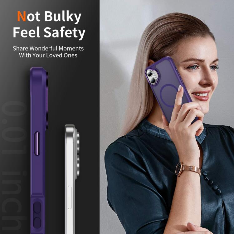 For iPhone 16 Plus Hardware Lens Protection MagSafe Magnetic PC Hybrid TPU Phone Case