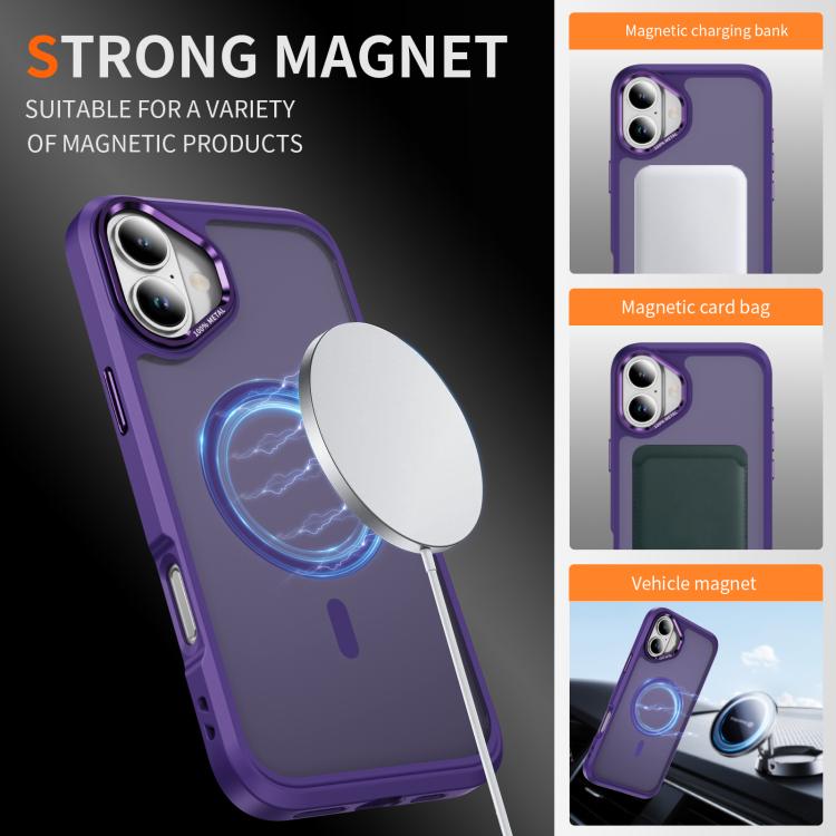 For iPhone 16 Plus Hardware Lens Protection MagSafe Magnetic PC Hybrid TPU Phone Case