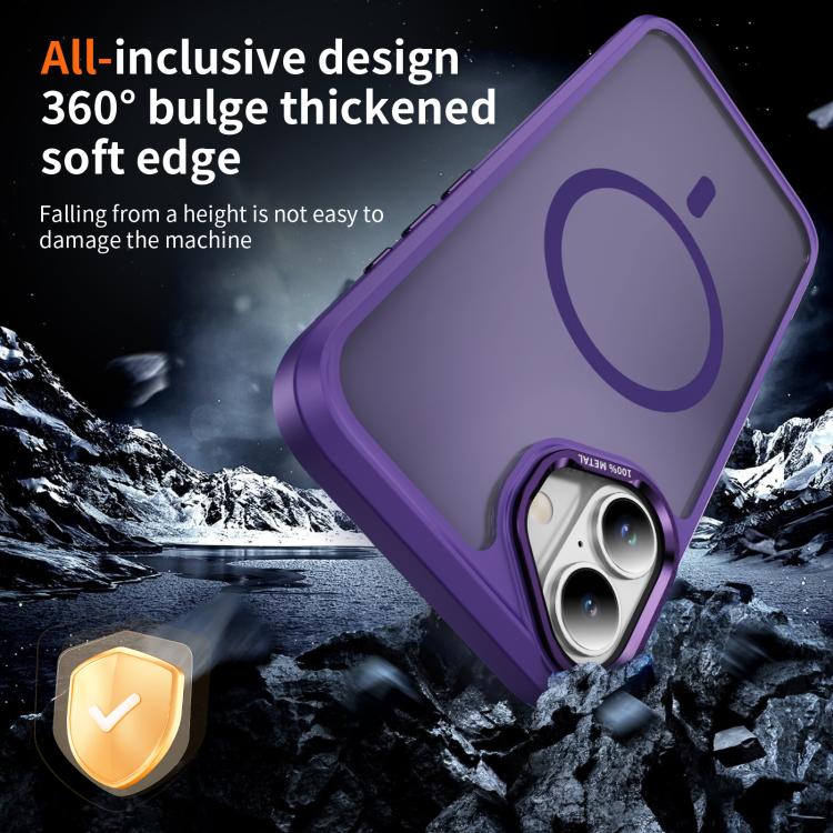 For iPhone 16 Plus Hardware Lens Protection MagSafe Magnetic PC Hybrid TPU Phone Case