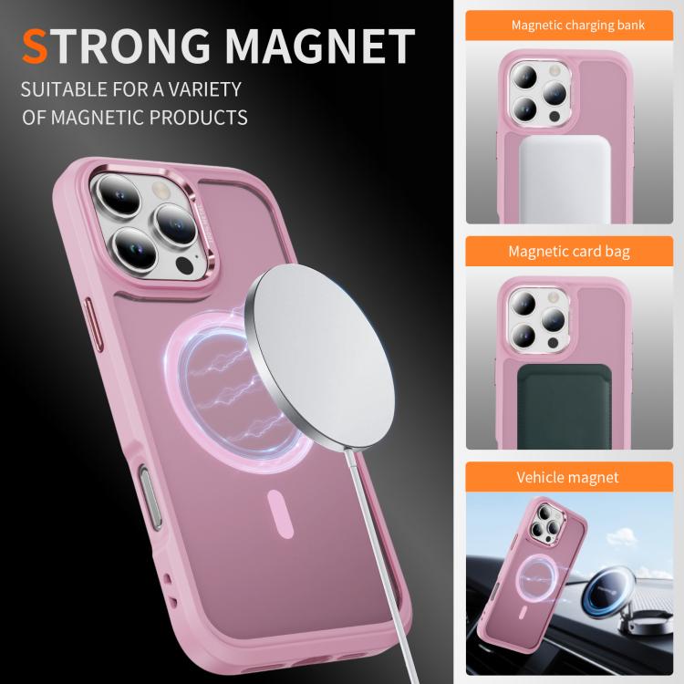 For iPhone 16 Pro Hardware Lens Protection MagSafe Magnetic PC Hybrid TPU Phone Case