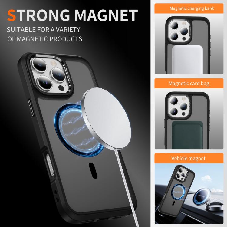 For iPhone 16 Pro Hardware Lens Protection MagSafe Magnetic PC Hybrid TPU Phone Case