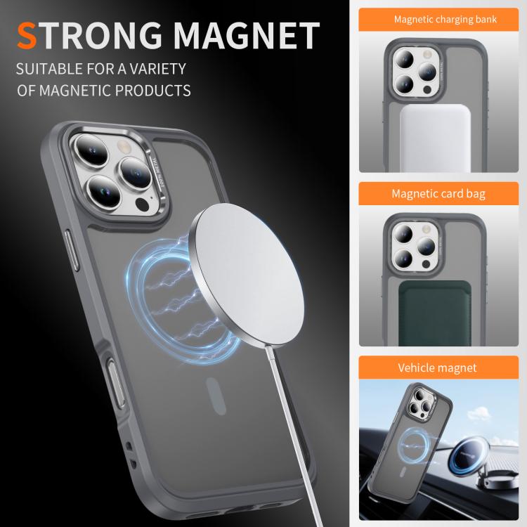 For iPhone 16 Pro Hardware Lens Protection MagSafe Magnetic PC Hybrid TPU Phone Case