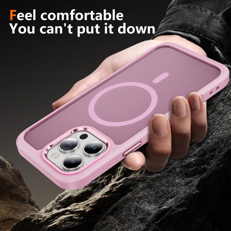 For iPhone 16 Pro Max Hardware Lens Protection MagSafe Magnetic PC Hybrid TPU Phone Case