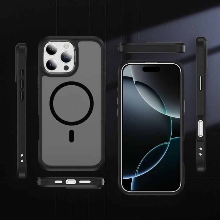 For iPhone 16 Pro Max Hardware Lens Protection MagSafe Magnetic PC Hybrid TPU Phone Case