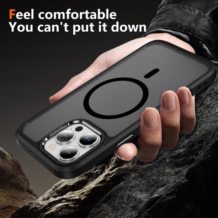 For iPhone 16 Pro Max Hardware Lens Protection MagSafe Magnetic PC Hybrid TPU Phone Case