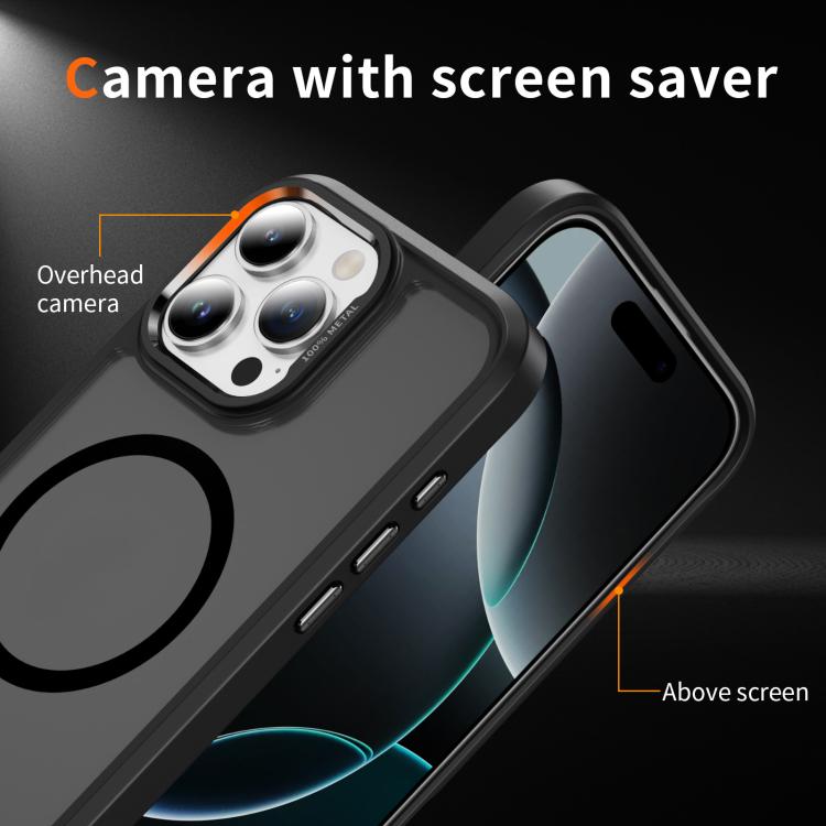 For iPhone 16 Pro Max Hardware Lens Protection MagSafe Magnetic PC Hybrid TPU Phone Case
