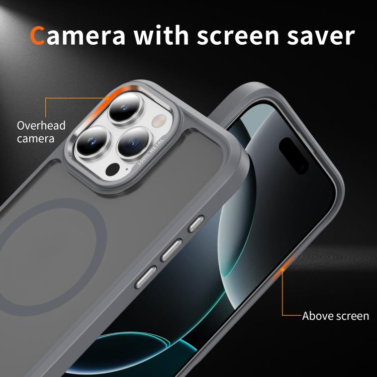 For iPhone 16 Pro Max Hardware Lens Protection MagSafe Magnetic PC Hybrid TPU Phone Case