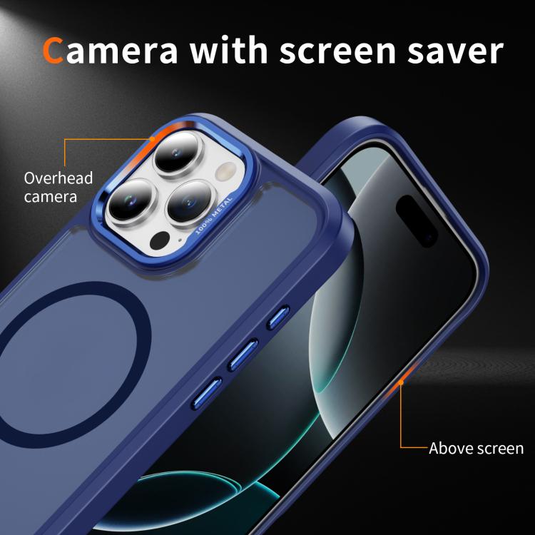 For iPhone 16 Pro Max Hardware Lens Protection MagSafe Magnetic PC Hybrid TPU Phone Case