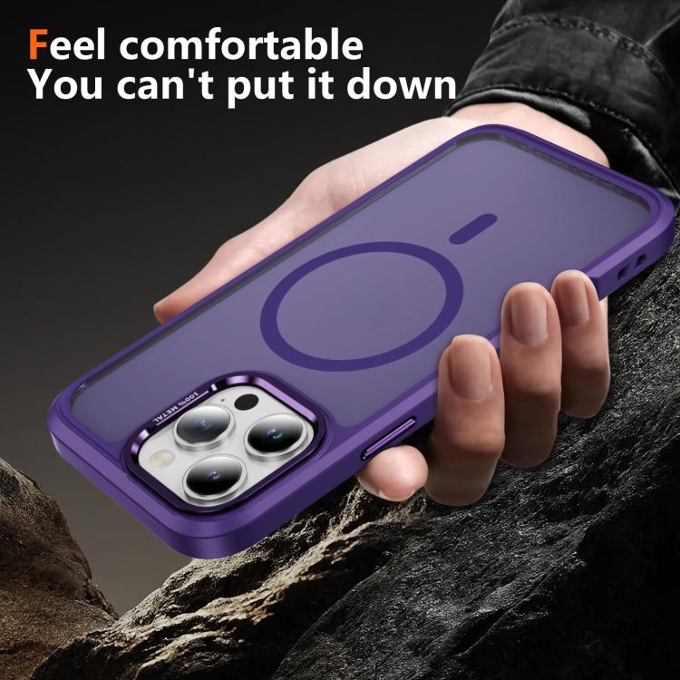 For iPhone 16 Pro Max Hardware Lens Protection MagSafe Magnetic PC Hybrid TPU Phone Case
