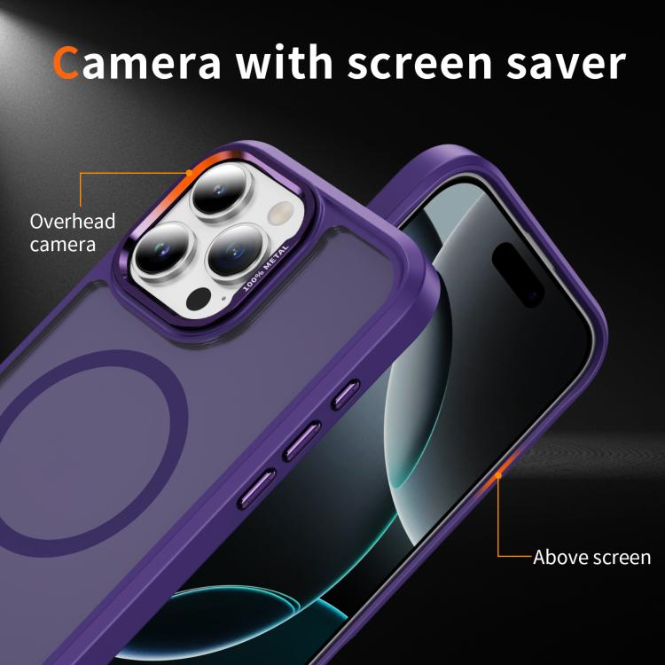 For iPhone 16 Pro Max Hardware Lens Protection MagSafe Magnetic PC Hybrid TPU Phone Case