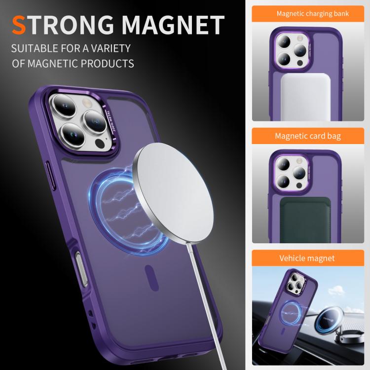 For iPhone 16 Pro Max Hardware Lens Protection MagSafe Magnetic PC Hybrid TPU Phone Case