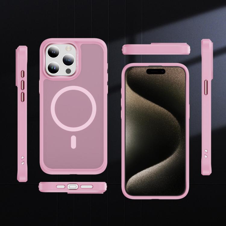 For iPhone 15 Pro Max Hardware Lens Protection MagSafe Magnetic PC Hybrid TPU Phone Case