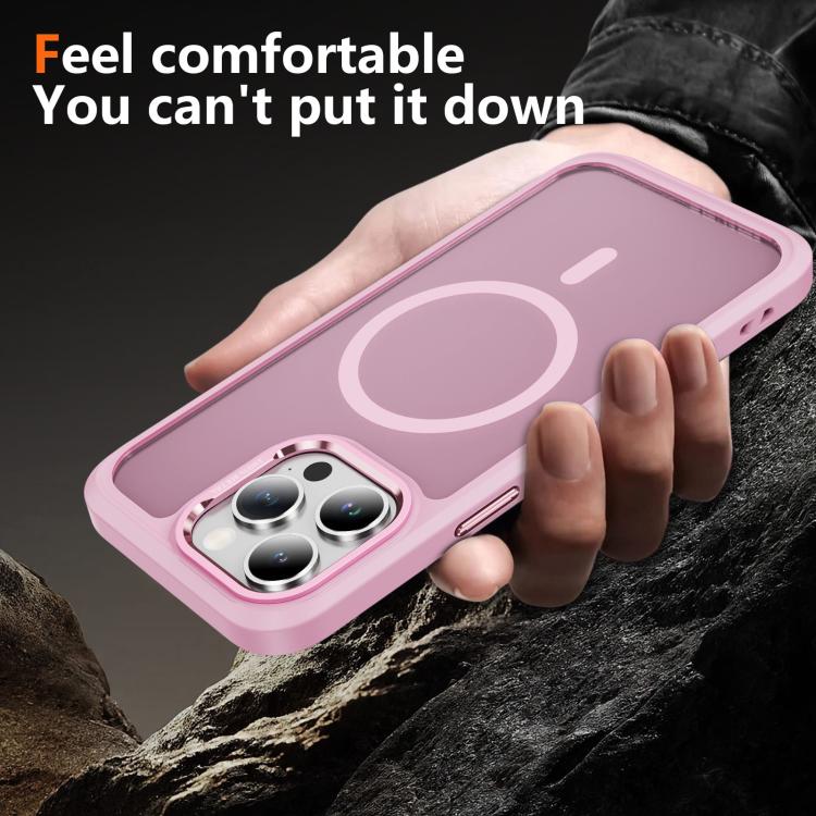For iPhone 15 Pro Max Hardware Lens Protection MagSafe Magnetic PC Hybrid TPU Phone Case