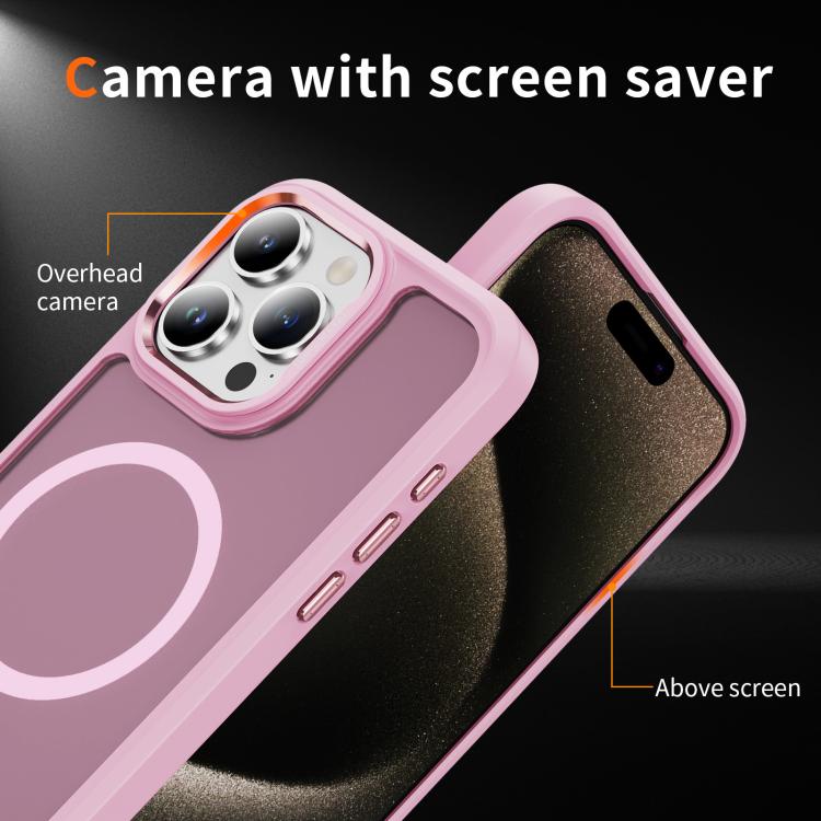 For iPhone 15 Pro Max Hardware Lens Protection MagSafe Magnetic PC Hybrid TPU Phone Case