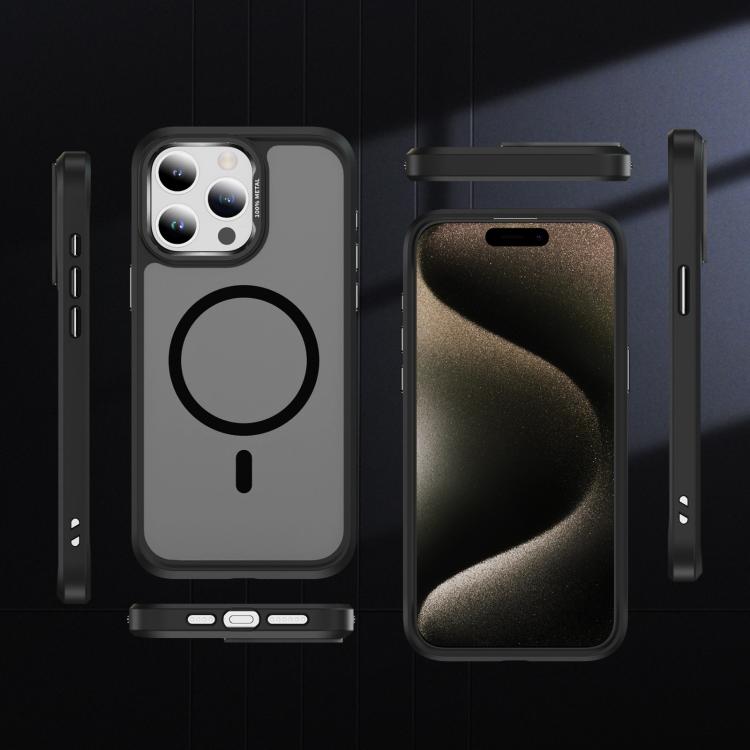 For iPhone 15 Pro Max Hardware Lens Protection MagSafe Magnetic PC Hybrid TPU Phone Case
