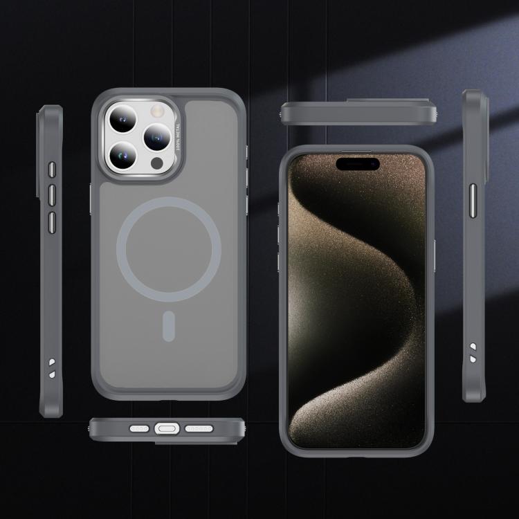 For iPhone 15 Pro Max Hardware Lens Protection MagSafe Magnetic PC Hybrid TPU Phone Case