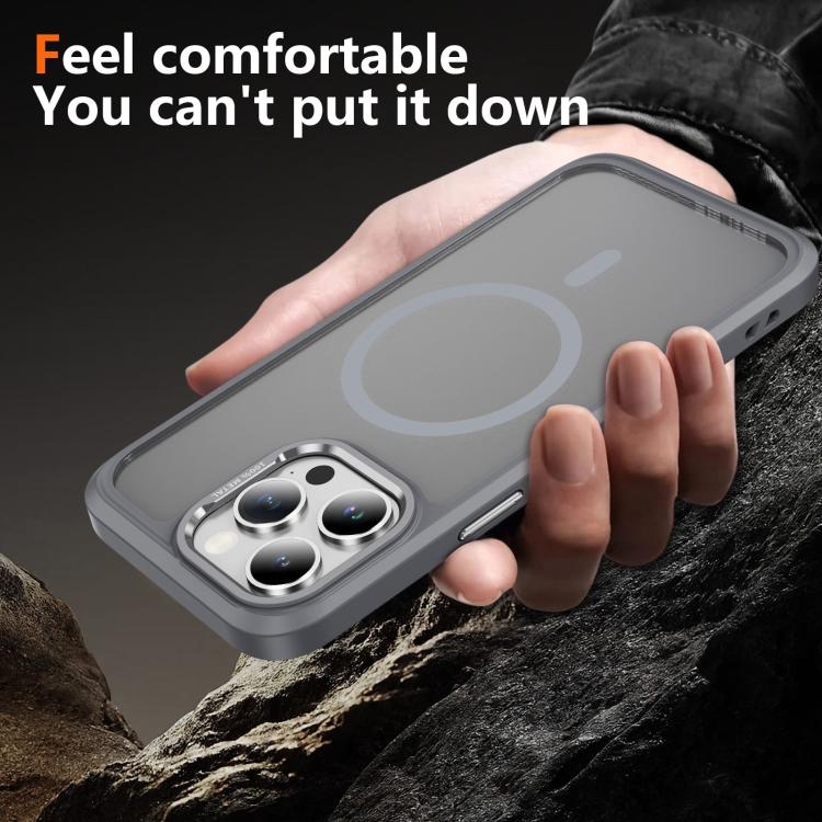 For iPhone 15 Pro Max Hardware Lens Protection MagSafe Magnetic PC Hybrid TPU Phone Case