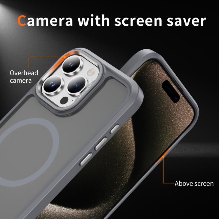 For iPhone 15 Pro Max Hardware Lens Protection MagSafe Magnetic PC Hybrid TPU Phone Case