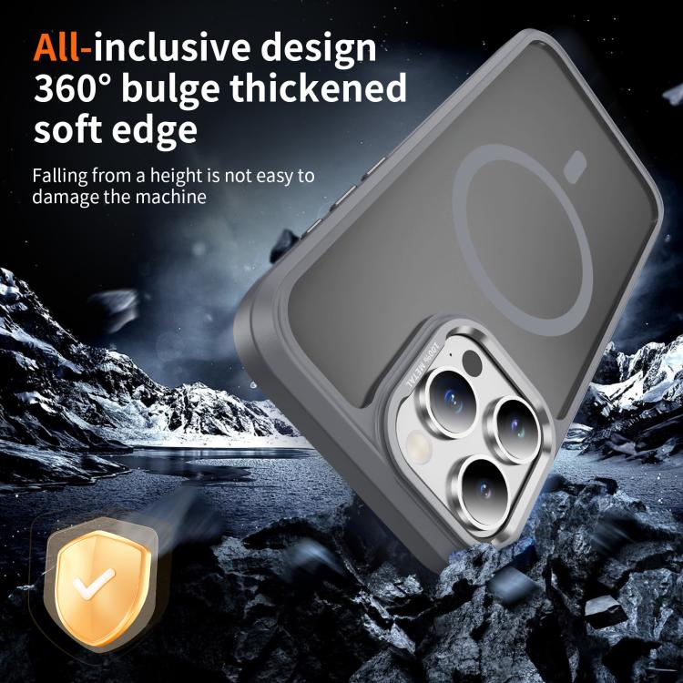 For iPhone 15 Pro Max Hardware Lens Protection MagSafe Magnetic PC Hybrid TPU Phone Case