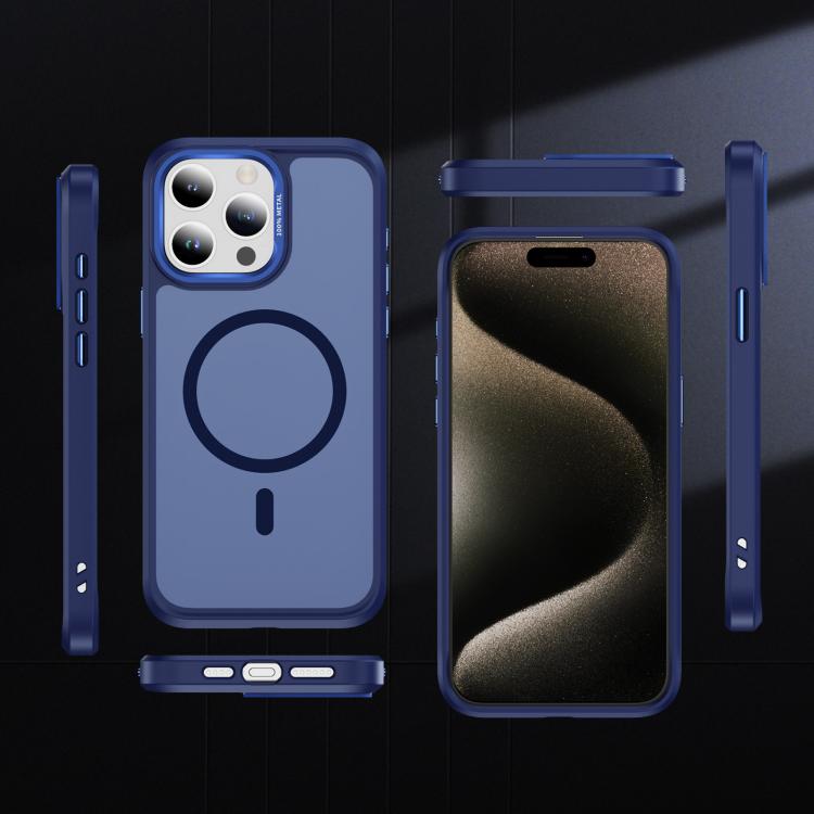 For iPhone 15 Pro Max Hardware Lens Protection MagSafe Magnetic PC Hybrid TPU Phone Case