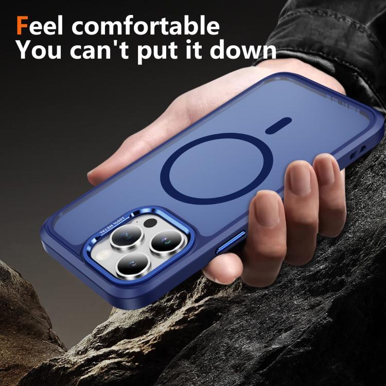 For iPhone 15 Pro Max Hardware Lens Protection MagSafe Magnetic PC Hybrid TPU Phone Case