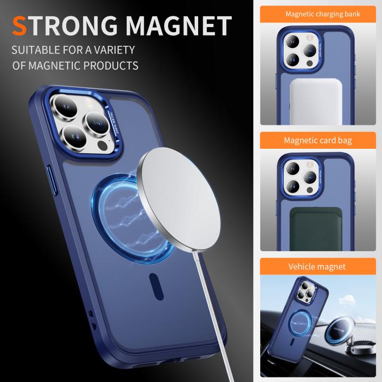 For iPhone 15 Pro Max Hardware Lens Protection MagSafe Magnetic PC Hybrid TPU Phone Case