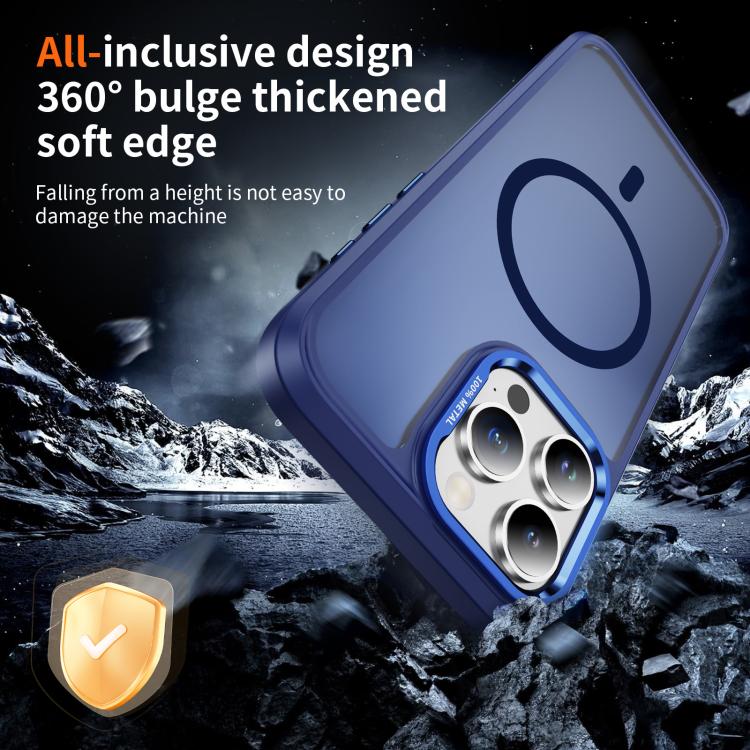 For iPhone 15 Pro Max Hardware Lens Protection MagSafe Magnetic PC Hybrid TPU Phone Case