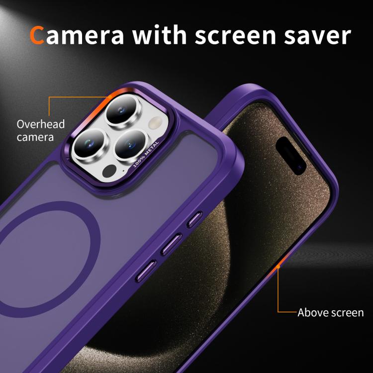 For iPhone 15 Pro Max Hardware Lens Protection MagSafe Magnetic PC Hybrid TPU Phone Case