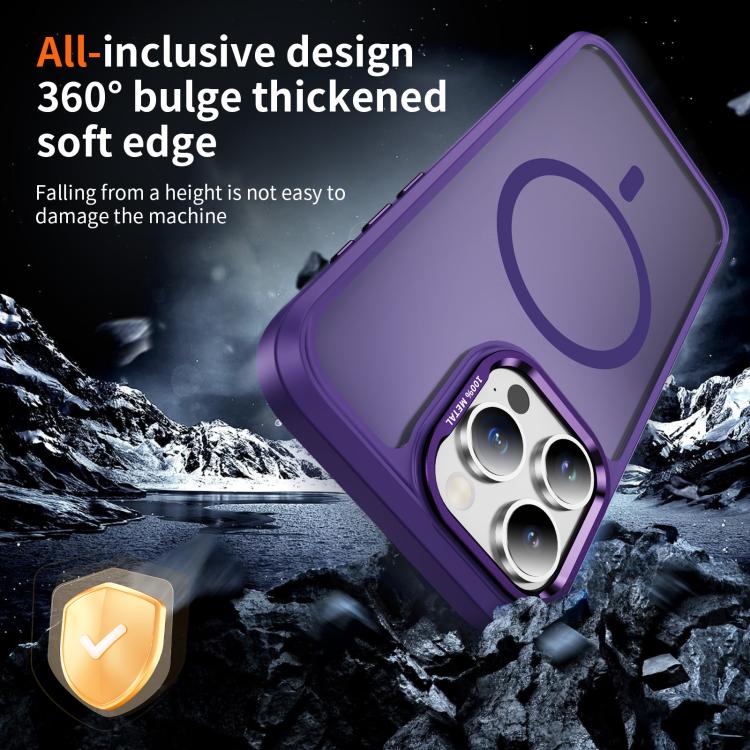 For iPhone 15 Pro Max Hardware Lens Protection MagSafe Magnetic PC Hybrid TPU Phone Case