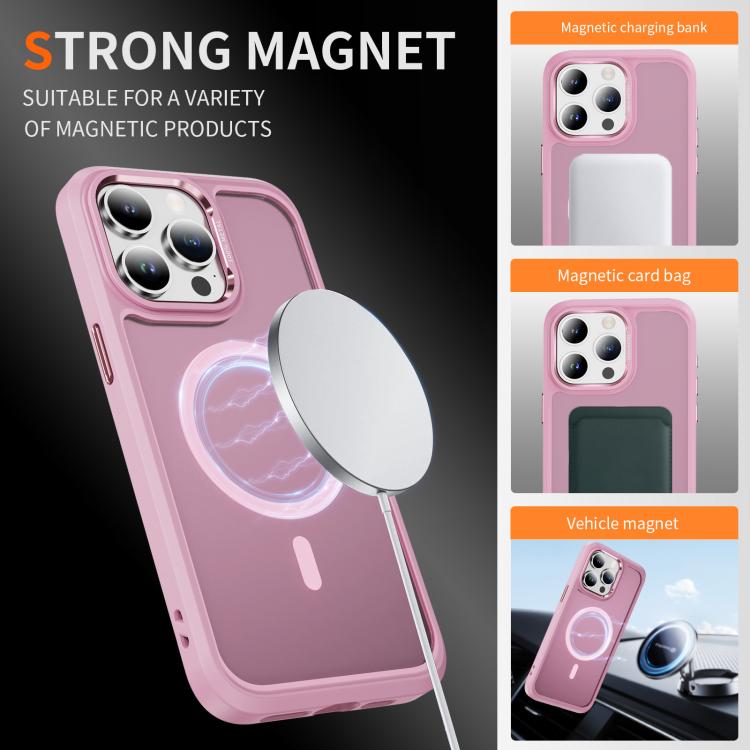 For iPhone 15 Pro Hardware Lens Protection MagSafe Magnetic PC Hybrid TPU Phone Case