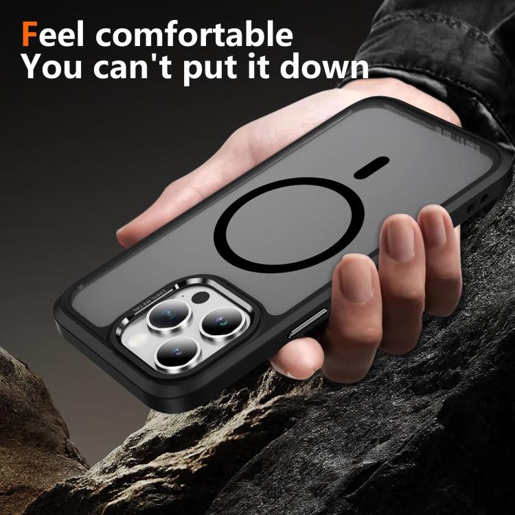 For iPhone 15 Pro Hardware Lens Protection MagSafe Magnetic PC Hybrid TPU Phone Case