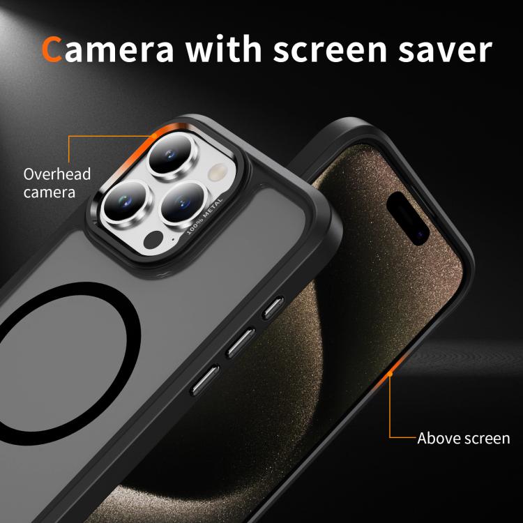For iPhone 15 Pro Hardware Lens Protection MagSafe Magnetic PC Hybrid TPU Phone Case