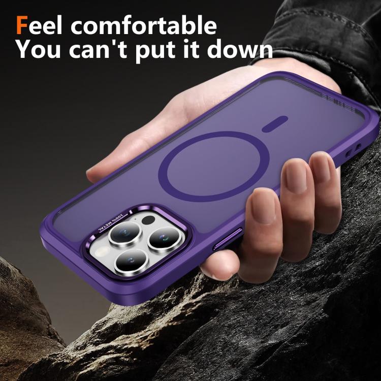 For iPhone 15 Pro Hardware Lens Protection MagSafe Magnetic PC Hybrid TPU Phone Case