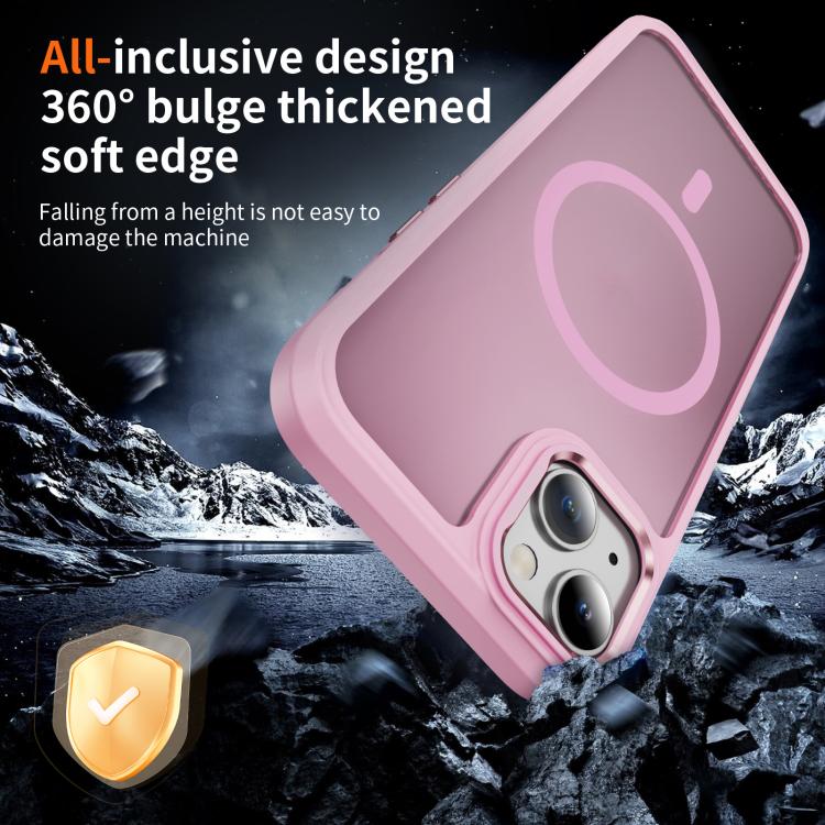 For iPhone 15 Plus / 14 Plus Hardware Lens Protection MagSafe Magnetic PC Hybrid TPU Phone Case