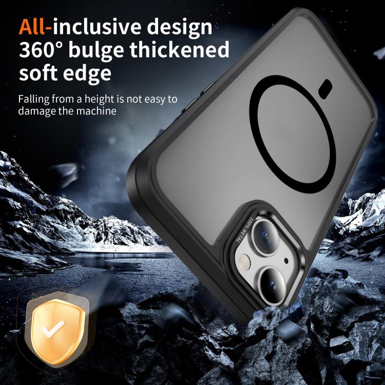 For iPhone 15 Plus / 14 Plus Hardware Lens Protection MagSafe Magnetic PC Hybrid TPU Phone Case