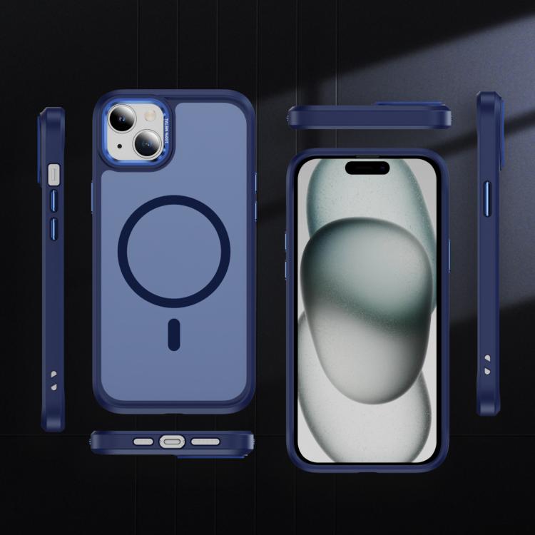 For iPhone 15 Plus / 14 Plus Hardware Lens Protection MagSafe Magnetic PC Hybrid TPU Phone Case