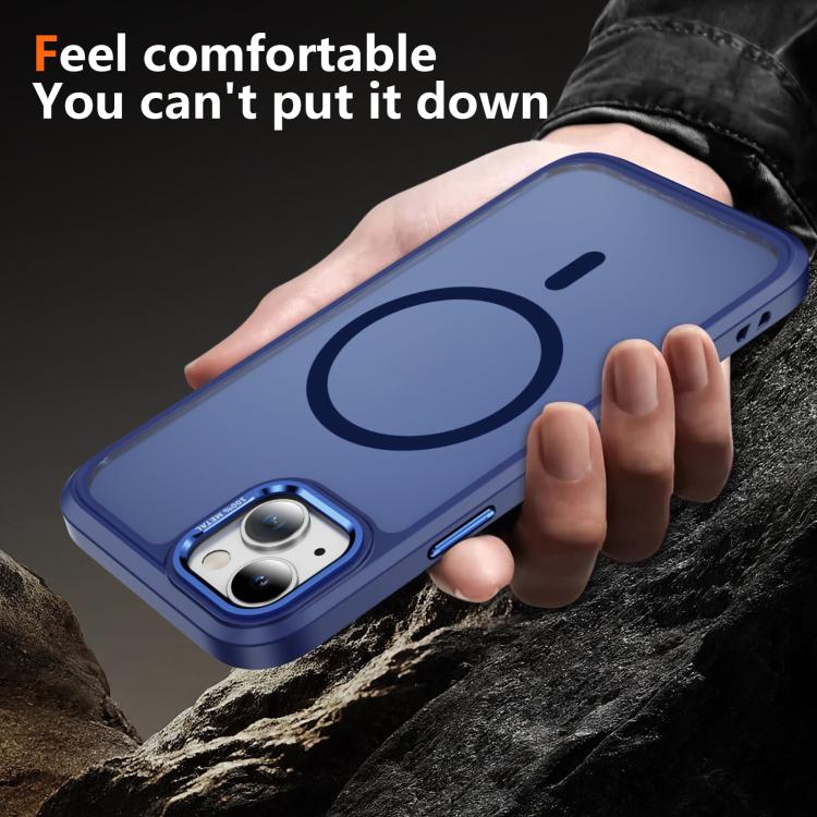 For iPhone 15 Plus / 14 Plus Hardware Lens Protection MagSafe Magnetic PC Hybrid TPU Phone Case