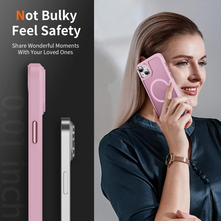 For iPhone 15 Hardware Lens Protection MagSafe Magnetic PC Hybrid TPU Phone Case