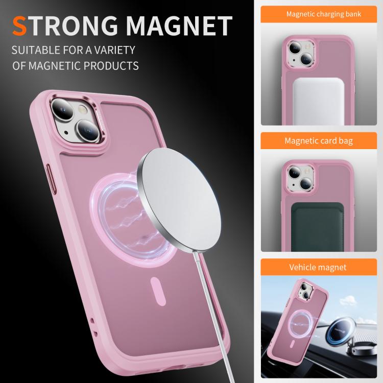 For iPhone 15 Hardware Lens Protection MagSafe Magnetic PC Hybrid TPU Phone Case
