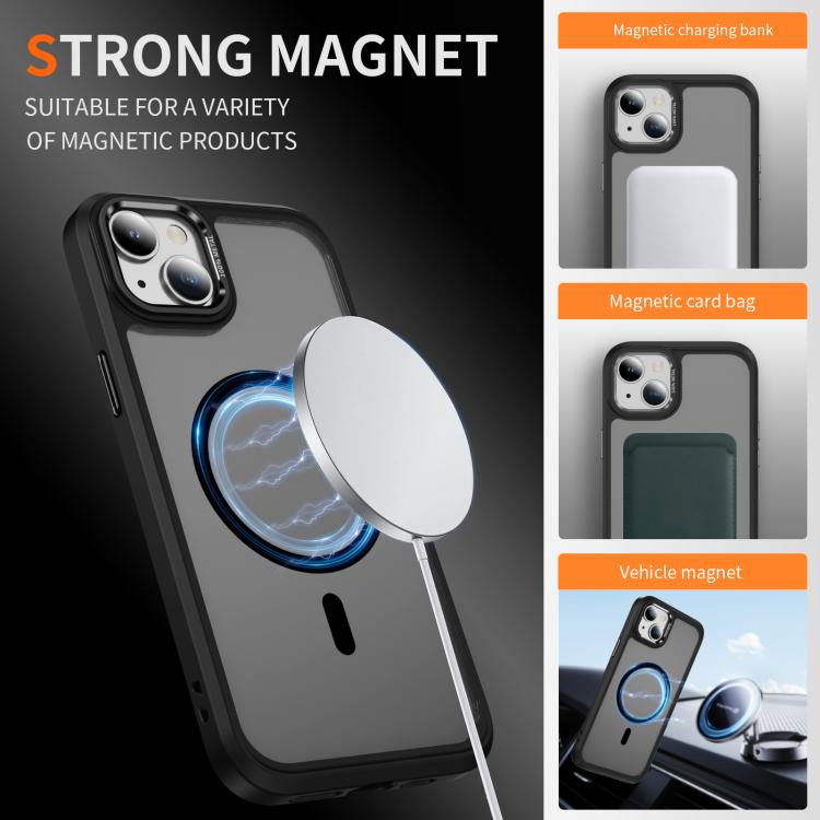 For iPhone 15 Hardware Lens Protection MagSafe Magnetic PC Hybrid TPU Phone Case