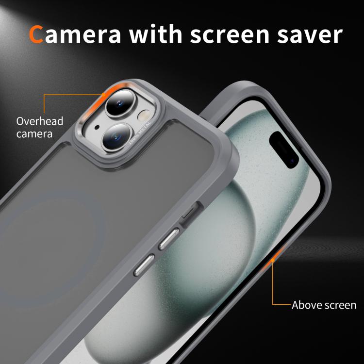 For iPhone 15 Hardware Lens Protection MagSafe Magnetic PC Hybrid TPU Phone Case