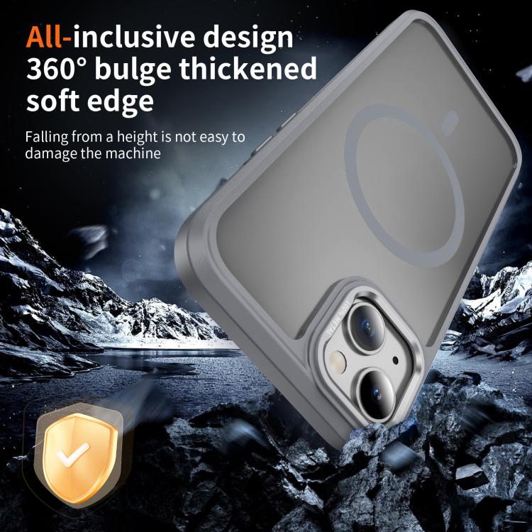 For iPhone 15 Hardware Lens Protection MagSafe Magnetic PC Hybrid TPU Phone Case