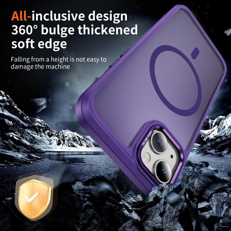 For iPhone 15 Hardware Lens Protection MagSafe Magnetic PC Hybrid TPU Phone Case