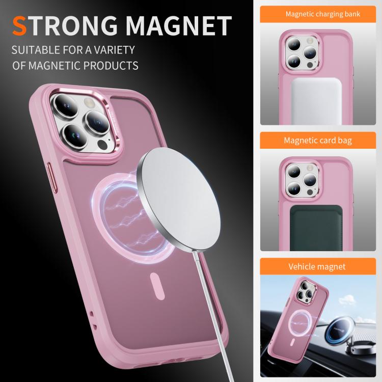 For iPhone 14 Pro Max Hardware Lens Protection MagSafe Magnetic PC Hybrid TPU Phone Case