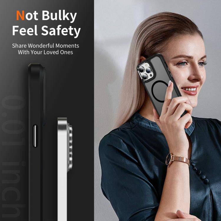For iPhone 14 Pro Max Hardware Lens Protection MagSafe Magnetic PC Hybrid TPU Phone Case