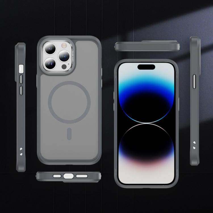 For iPhone 14 Pro Max Hardware Lens Protection MagSafe Magnetic PC Hybrid TPU Phone Case