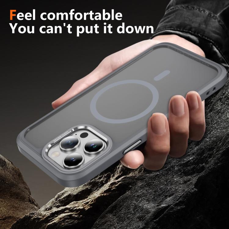 For iPhone 14 Pro Max Hardware Lens Protection MagSafe Magnetic PC Hybrid TPU Phone Case