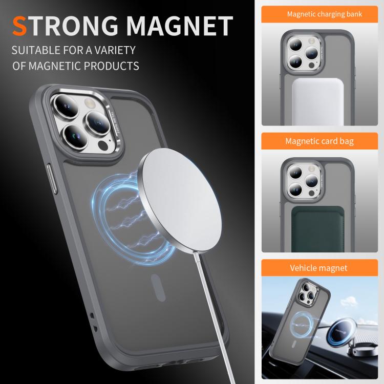 For iPhone 14 Pro Max Hardware Lens Protection MagSafe Magnetic PC Hybrid TPU Phone Case